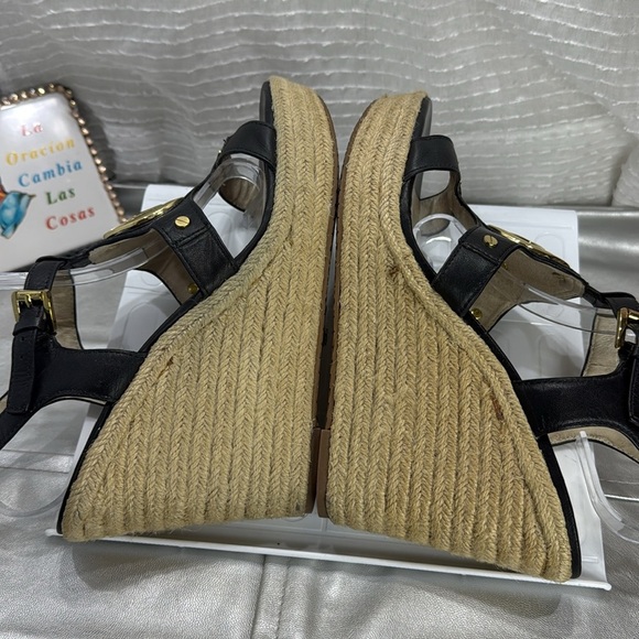 (W4) MICHAEL Michael Kors Black Wedge Sandals Espadrille 'Aubrey Charm, siz/8.5 - Picture 8 of 12